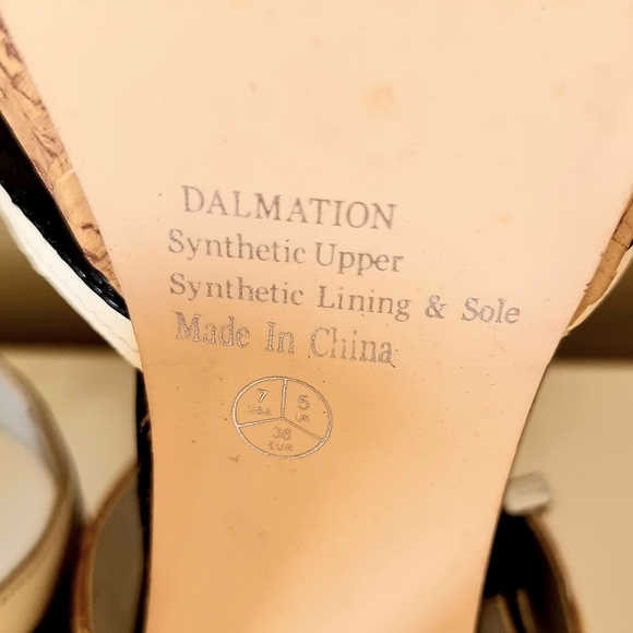 Vintage 2000's Y2k, Betts, "Dalmation" black and white, cork platform block heel - Picture 6 of 6